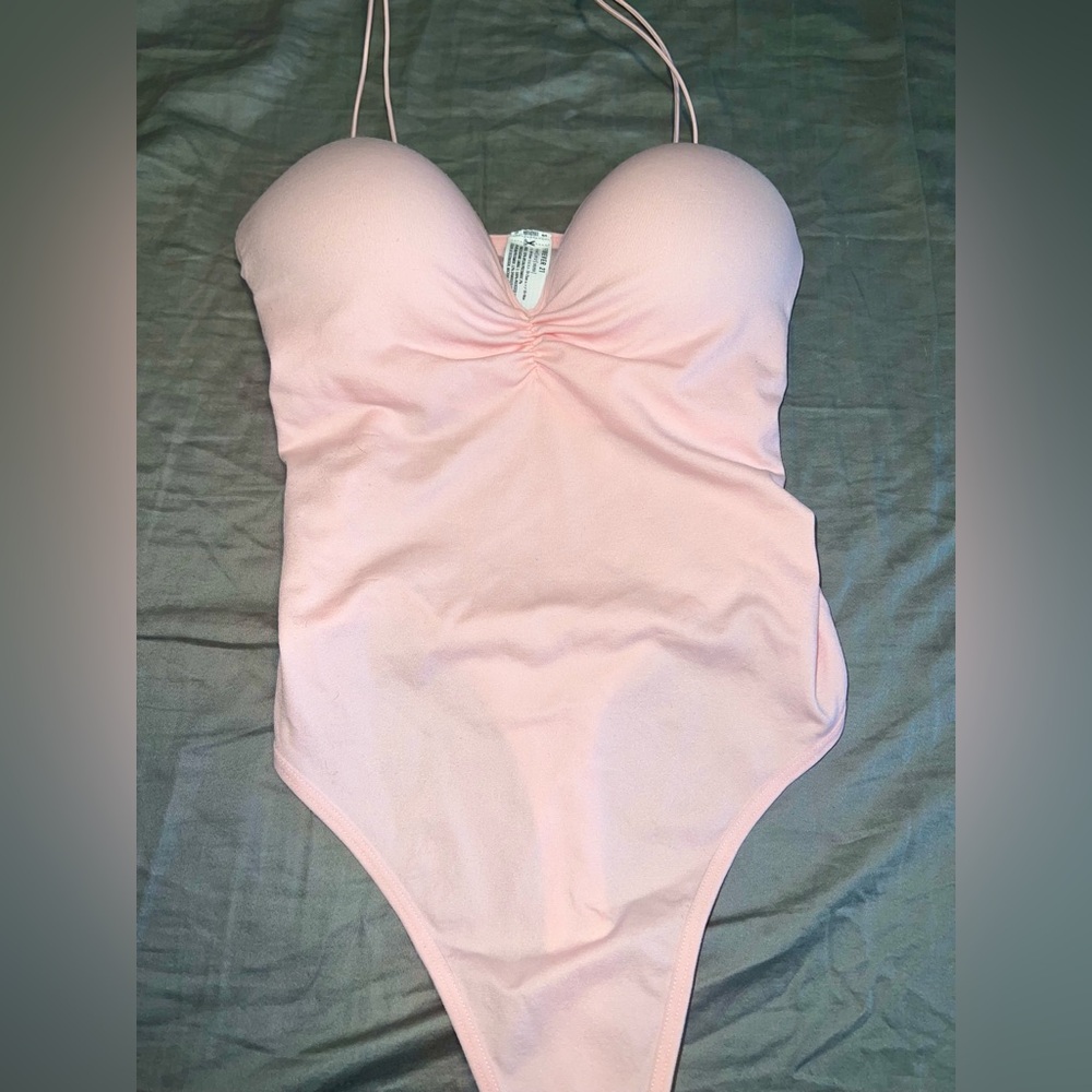 Ruched Soft Pink Bodysuit NWOT